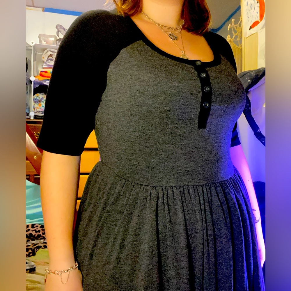 Black and Grey Half Sleeve Dress